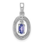 Ryan Jonathan Fine Jewelry Sterling Silver Diamond and Oval Tanzanite Penda