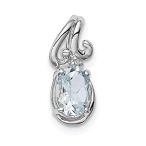 Ryan Jonathan Fine Jewelry Sterling Silver Diamond and Oval Aquamarine Pend