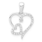 Ryan Jonathan Fine Jewelry Sterling Silver Diamond Double Heart Pendant