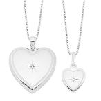 Ryan Jonathan Fine Jewelry Sterling Silver Diamond Satin Heart Locket and P