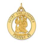 14k Yellow Gold Solid Polished/Satin Round Cut-out St. Christopher Medal Pe