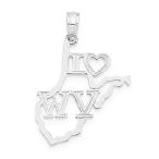 14k White Gold Solid West Virginia State Pendant