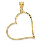 14k Yellow Gold Solid Satin Diamond-Cut Large Reversible Heart Pendant