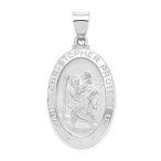 14k White Gold and Satin St. Christopher Medal Pendant