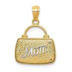 14k Yellow Gold and Rhodium Plated Reversible Mom Handbag Pendant