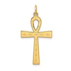 14k Yellow Gold Designed Ankh Cross Pendant