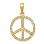 14k Yellow Gold Peace Sign Pendant