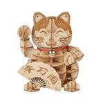 Rolife 3D Wooden Puzzle Lucky Cat -72pcs Japanese Maneki Neko Welcome Displ