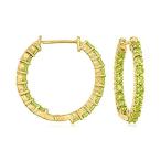 Ross-Simons 2.50 ct. t.w. Peridot Inside-Outside Hoop Earrings in 18kt Gold