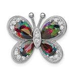 925 Sterling Silver Polished Dark Mystic CZ (Cubic Zirconia) Butterfly Pend
