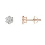 Pressure-Set Diamond Cluster Stud Earrings in 14K Rose Gold (0.226 cttw Dia