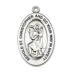 Bonyak Jewelry Sterling Silver St. Christopher Pendant, Size 1 x 1/2 inches