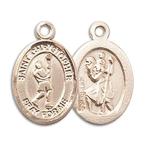 Bonyak Jewelry 14k Yellow Gold St. Christopher/Lacrosse Medal, Size 1/2 x 1