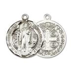 Bonyak Jewelry Sterling Silver St. Benedict Pendant, Size 5/8 x 5/8 inches