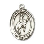 Bonyak Jewelry Sterling Silver St. Sebastian/Rodeo Pendant, Size 3/4 x 1/2