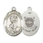 Bonyak Jewelry Sterling Silver St. Christopher Pendant, Size 1 x 1 1/4 inch