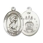 Bonyak Jewelry Sterling Silver St. Christopher/Air Force Pendan, Size 3/4 x