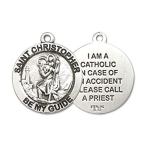 Bonyak Jewelry Sterling Silver St. Christopher Pendant, Size 1 x 7/8 inches