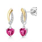 Gem Stone King 1.27 Ct Heart Shape Pink Created Sapphire Lab Grown Diamond