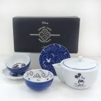 セット品 ミッキーマウス 茶器セット 急須 (ティーポット) / 湯呑 (コップ) / 丸皿 (お皿) / 菊型皿 (お皿) 6点セット 小粋染付ディズニー キッチン用品