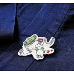 鳥獣人物戯画 追われる猿 刺繍ブローチ(MCD)