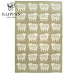 (クリッパン KLIPPAN 2013 COTTON BLANKETAS) ハーフブランケット (膝掛け) ベージュ 北欧柄 ヒツジ (羊・ひつじ)