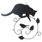 ガーデニング雑貨 ウェルカムリース 黒猫ネコ シルエットデザイン インテリア・ガーデン用品