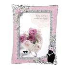 黒猫 メタルフォトフレーム (写真立て) エレガント ピンク インテリア用品