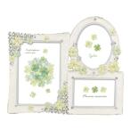 クローバーフォトフレーム (写真立て) 3面フレーム ホワイト インテリア用品