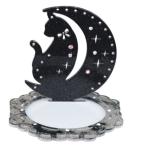 黒猫 アクセサリースタンド (アクセサリーホルダー) ブラック 三日月 インテリア用品