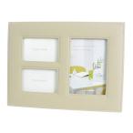 レザーフレーム (写真立て・レザーフォトフレーム) ファミリー S ベージュ インテリア用品