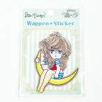水森亜土 少女と月 キラキラワッペン(大)