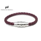 ポルシェ デザイン Grooves WINDSOR Bracelet PDロゴ入りウインザーボルドー系イントレチャート編み込みレザーブレスレット