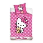 (ハローキティー) Hello Kitty オフィシャル商品 水玉  掛け布団カバー・枕カバー セット AG1097 (ピンク/ホワイト)
