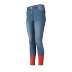 (o- желтохвост on ) Aubrion Kids * ребенок девушки Putney Denim осветлитель верховая езда брюки сигнал скольжение ER608 (bru