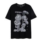 (ガーフィールド) Garfield オフィシャル商品 メンズ グレースケース Tシャツ 半袖 トップス NS7996 (ブラック)