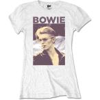 (デヴィッド・ボウイ) David Bowie オフィシャル商品 レディース Smoking Tシャツ 半袖 トップス RO1162 (ホワイト)