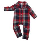 (la-k дерево ) Larkwood младенец * для малышей tartan рисунок пижама RW8229 ( красный / темно-синий )