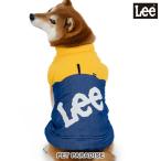 Lee 犬 服 秋 切り替え 綿入り ニットデニム ベスト リード穴 面ファスナー 中型犬 大型犬 | 飾りボタン おでかけ お出かけ お散歩 おしゃれ かっこいい