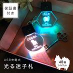 犬 ライト 光る迷子札 光るキーホルダー 保証書付き 子供 夜道 夜の散歩 名入れ 名前入り LED 交通安全 可愛い 夜間 ネームプレート USB 充電