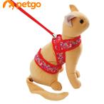 petio кошка маленький блок soft шлейка с поводком ..S красный 