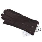 手袋 レディース アンテプリマ ウール カシミヤ混 ラインストーン 花 フラワー ダークブラウン スマホ対応 21〜22cm 女性 グローブ 防寒