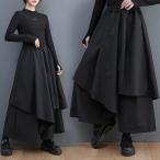 レイヤードデザインのワイドパンツ / レディース 秋 冬 おしゃれ モード 大人 カッコいい ロング マキシ イレヘム アシメ