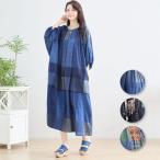 ショッピングレディ 夏 ゆったり楽ちんなロングワンピース / レディース 春 夏 コットン 綿 ナチュラル ふんわり 大きいサイズ 二の腕が隠れる マキシ ホームウェア ポワン袖