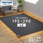 ホットカーペット 4畳 本体 TEKNOS  195×290cm 節電 折り畳み 温度調節 電気カーペット 電気マット 4畳用 テクノス TWA-4000BI