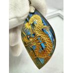 ラブラドライト龍彫りペンダントトッ...