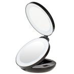 KEDSUM 手鏡 両面化粧鏡 コンパクトミラー LED化粧鏡 等倍鏡+10倍拡大鏡 LEDミラー 角度調整 折り畳み 丸型 おしゃれ ハンド 携帯ミ