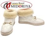 GUCCI Gucci лодыжка мутон шланг bit серебряный ламе 629086 ботинки 35 1/2 мутон слоновая кость /083833[ б/у ]