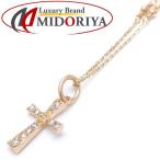 agete アガット ダイヤモンド クロス ネックレス K18PGxK10YG ダイヤモンド0.154ct ピンクゴールド イエローゴールド ペンダント/097179【中古】【BJ】