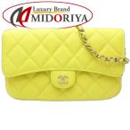 CHANEL Chanel цепочка для бумажника время отсутствует Classic заслонка phone кейс AP2096 черная икра s gold желтый /181331[ б/у ]
